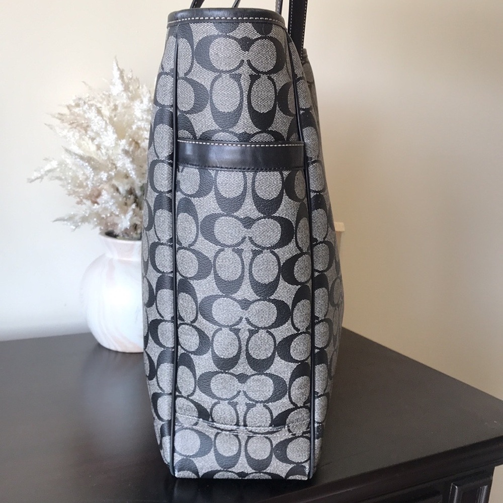 Coach Signature Monogram Corner Stripe Tote, 70336, Coated Canvas / Leather - Picture 5 of 15